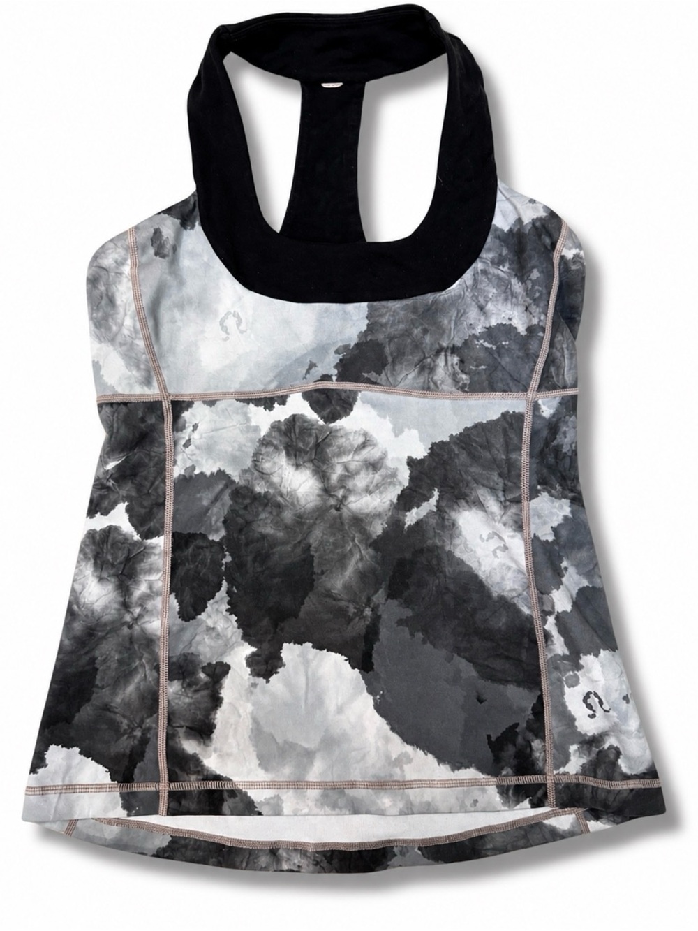 Lululemon Tie Dye Tank Top Open Back Racer Workout Yoga Gray Black No‎ Size Tag